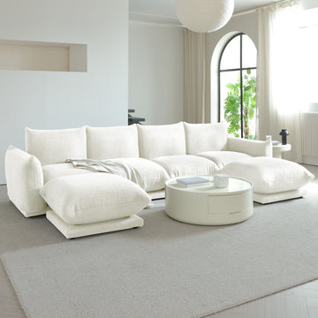 Modern Modular Cloud Sectional Couch Lambswool Fabric Chaise Oversized Sofa